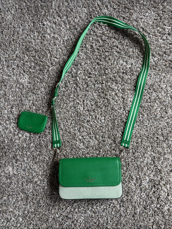 kate spade Handbags - kate spade Green and White Crossbody with Striped Strap